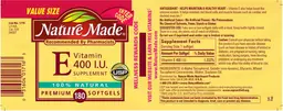 Label for Vitamin E 400 IU Supplement