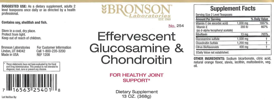 Label for Effervescent Glucosamine & Chondroitin