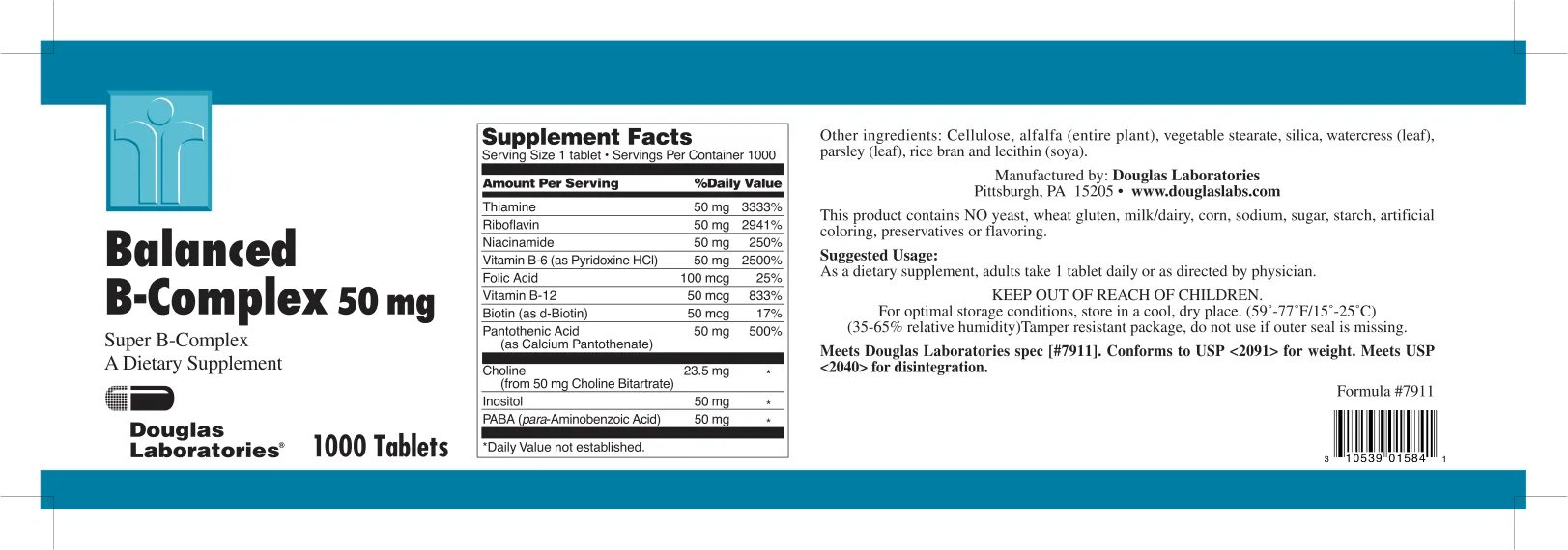 Label for Balanced B-Complex 50 mg Super B-Complex