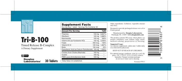 Label for Tri-B-100 Timed Release B-Complex