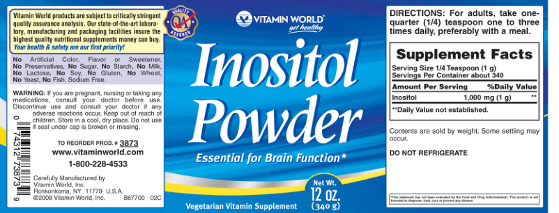 Label for Inositol Powder