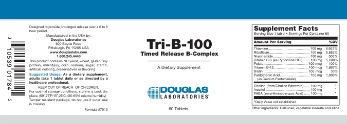 Label for Tri-B-100 Timed Release B-Complex