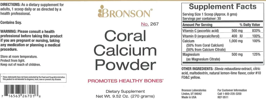Label for Coral Calcium Powder