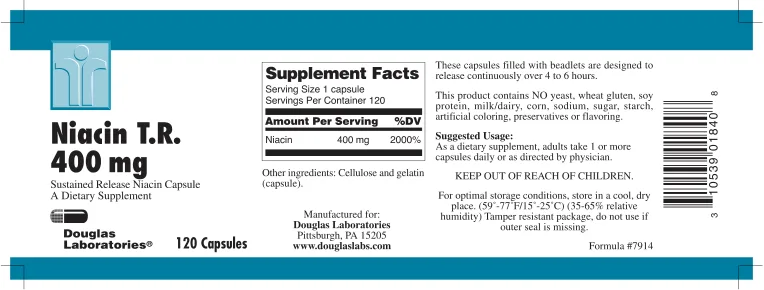 Label for Niacin T.R. 400 mg