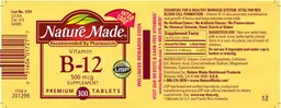 Label for Vitamin B-12 500 mg Supplement