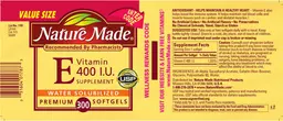 Label for Vitamin E 400 IU Supplement