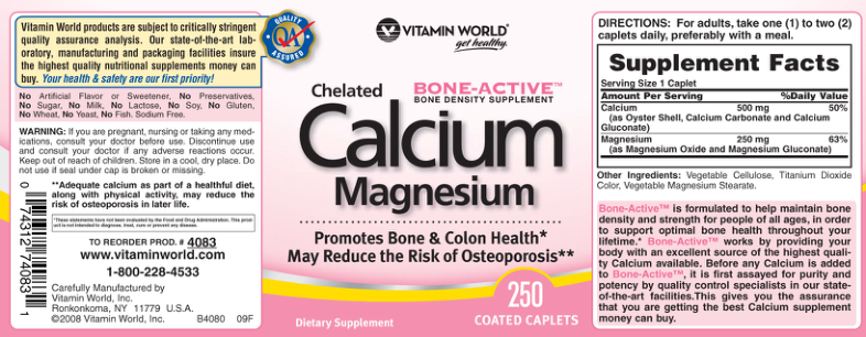 Label for Chelated Calcium Magnesium