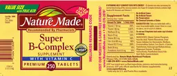Label for Super B-Complex Supplement With Vitamin C