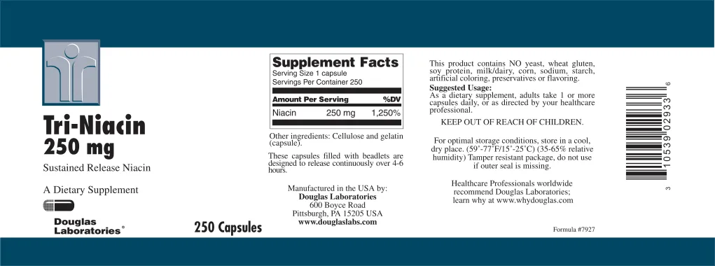 Label for Tri-Niacin 250 mg Sustained Release Niacin