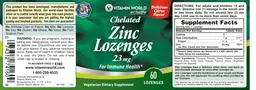 Label for Zinc Lozenges 23 mg