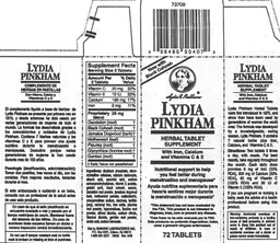 Label for Lydia Pinkham Herbal Tablet Supplement