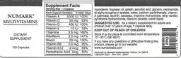 Label for Numark Multivitamins