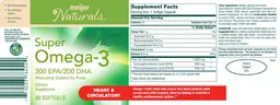 Label for Super Omega-3 300 EPA/200 DHA