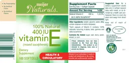 Label for Vitamin E (Mixed Tocopherols) 400 IU