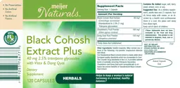 Label for Black Cohosh Extract Plus