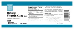 Label for Natural Vitamin C 500 mg