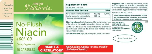 Label for No-Flush Niacin 400/100
