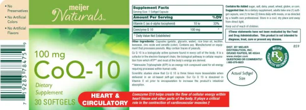 Label for CoQ-10 100 mg