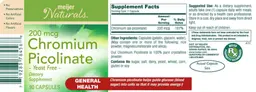Label for Chromium Picolinate 200 mcg