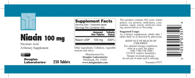 Label for Niacin 100 mg Nicotinic Acid