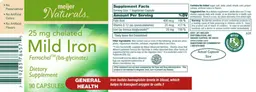 Label for Mild Iron 25 mg Chelated