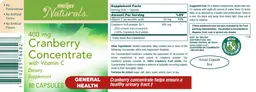 Label for Cranberry Concentrate 400 mg with Vitamin C
