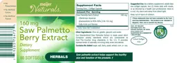 Label for Saw Palmetto Berry Extract 160 mg