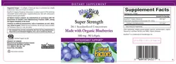 Label for BlueRich Super Strength 36:1 Standardized Concentrate Made With Organic Blueberries