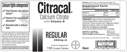 Label for Citracal Regular