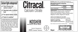 Label for Citracal Kosher