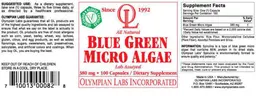 Label for All Natural Blue Green Micro Algae