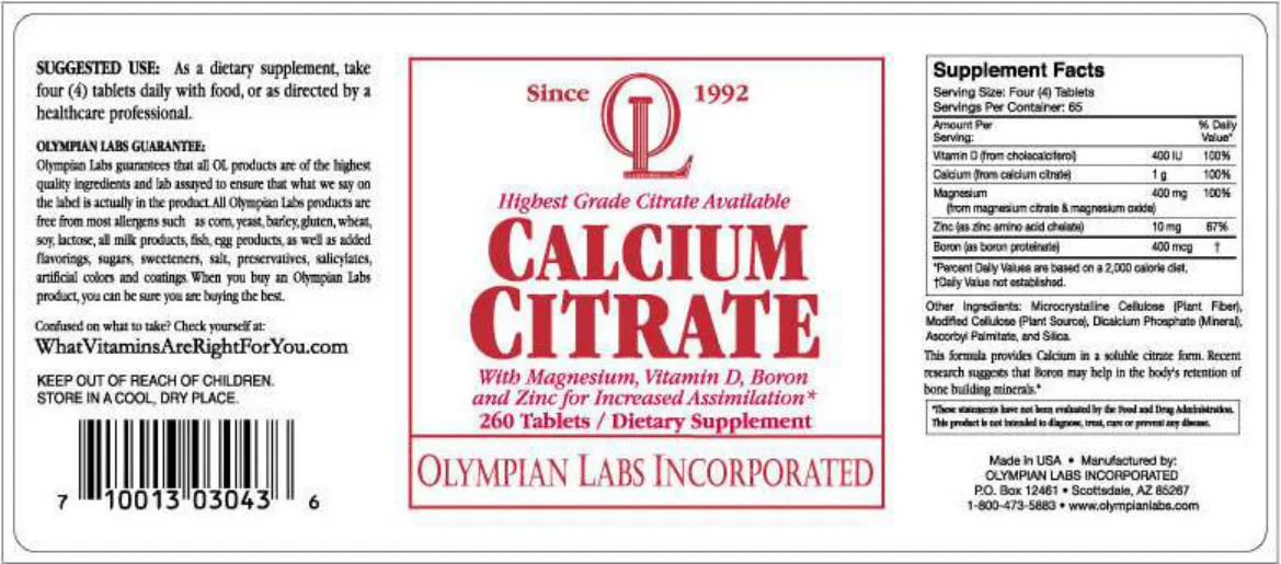 Label for Calcium Citrate