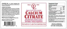 Label for Calcium Citrate