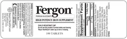 Label for Fergon Ferrous Gluconate