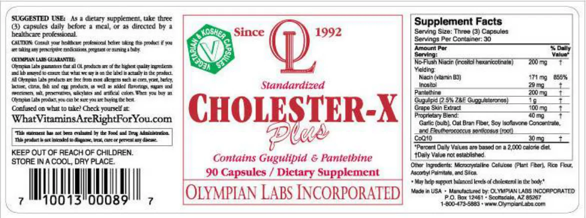 Label for Standardized Cholester-X Plus