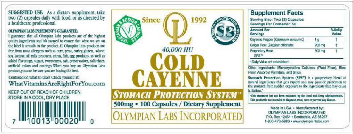 Label for Cold Cayenne Stomach Protection System