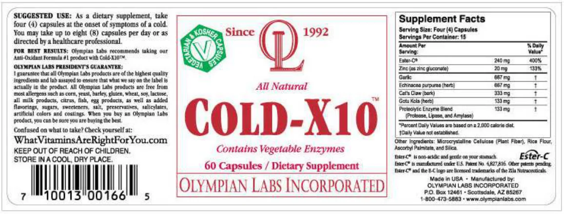 Label for All Natural Cold-X10