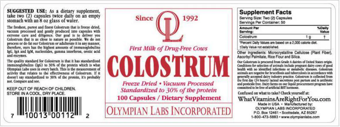 Label for Colostrum