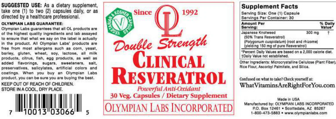 Label for Double Strength Clinical Resveratrol