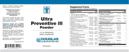 Label for Ultra Preventive III Powder