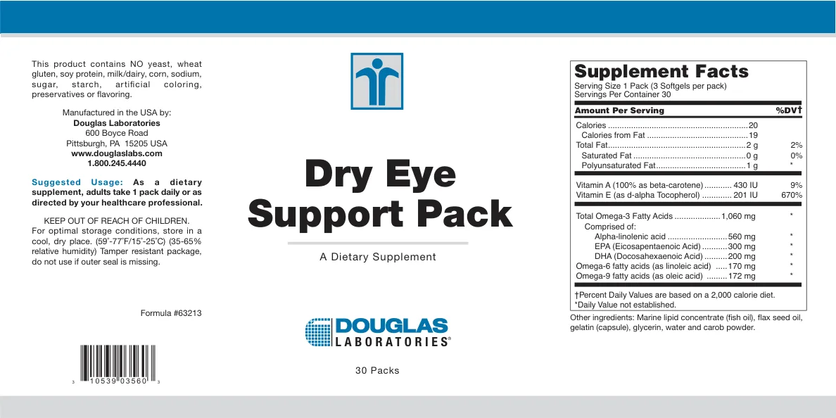 Label for Dry Eye Support Pack