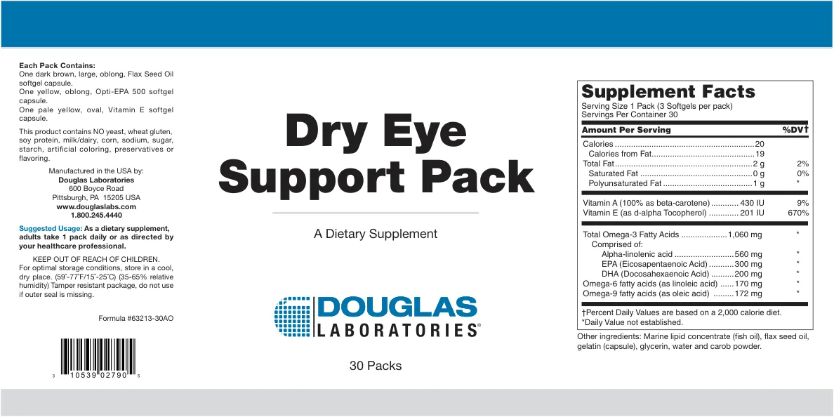 Label for Dry Eye Support Pack