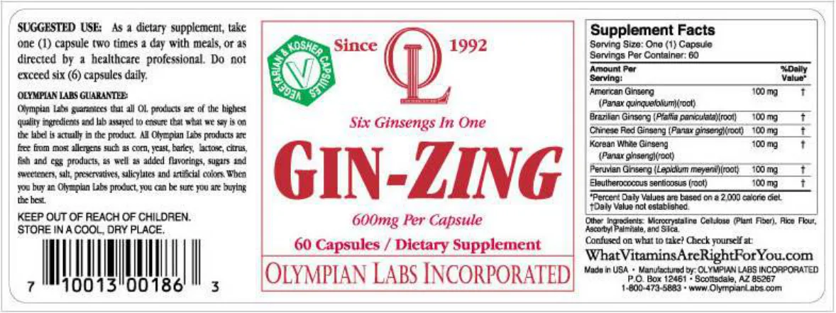 Label for Gin-Zing