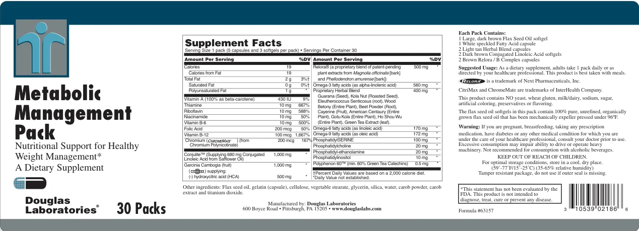 Label for Metabolic Management Pack