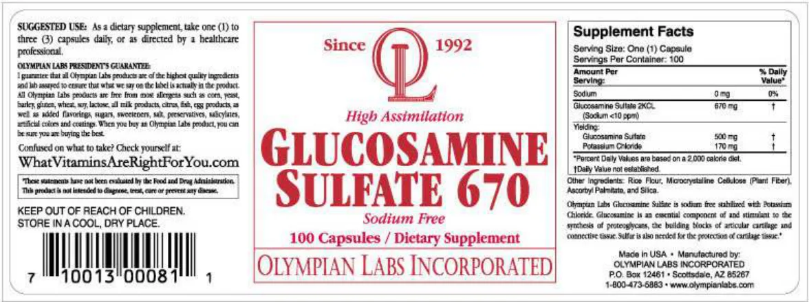 Label for Glucosamine Sulfate 670