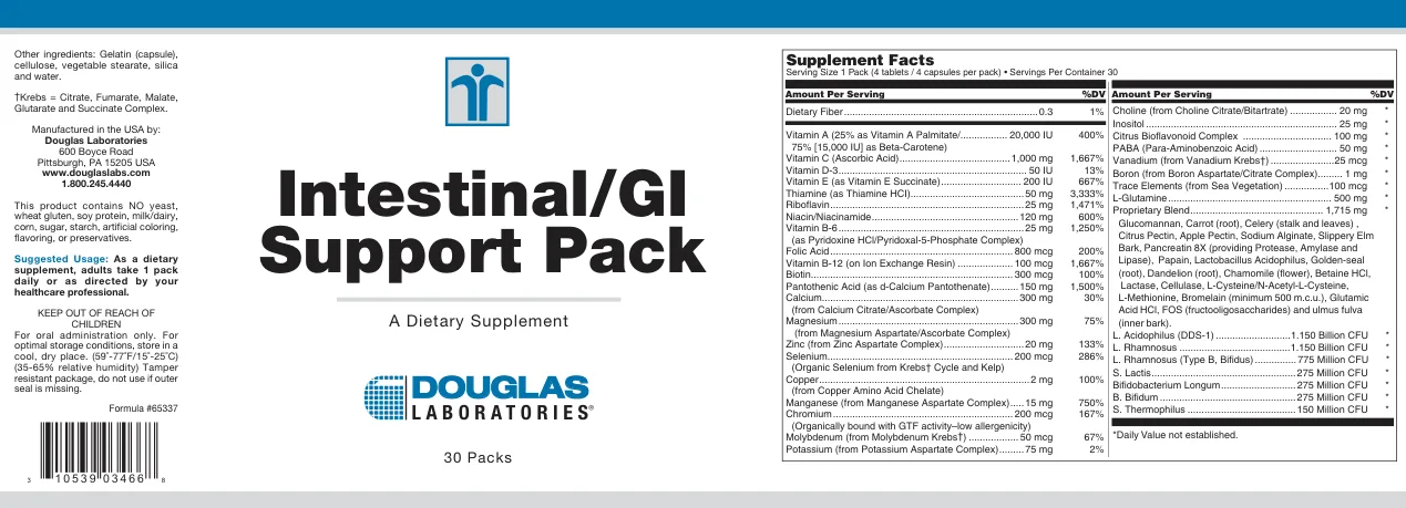 Label for Intestinal/GI Support Pack