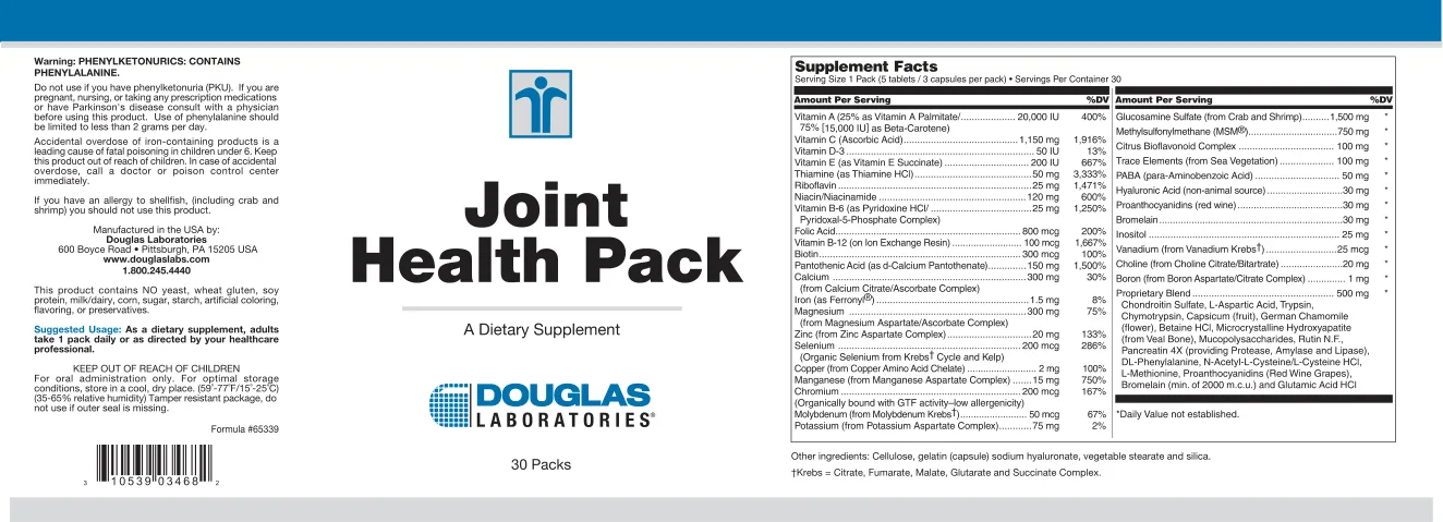 Label for Joint Health Pack