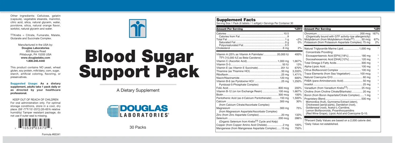 Label for Blood Sugar Support Pack