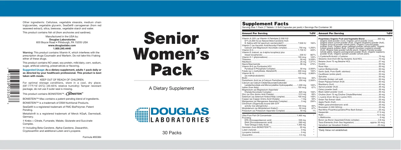 Label for Senior Women's Pack
