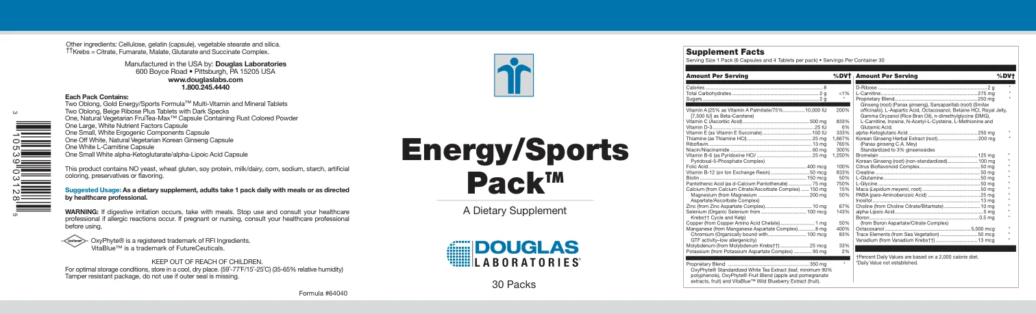 Label for Energy/Sports Pack